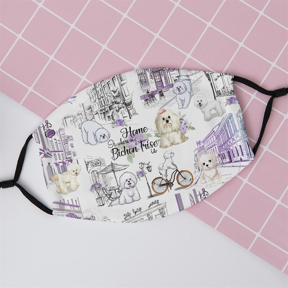 Urban, Vintage Flower And Bichon Frise EZ07 1508 Face Mask