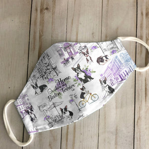 Urban, Vintage Flower And Boston Terrier EZ07 3007 Face Mask