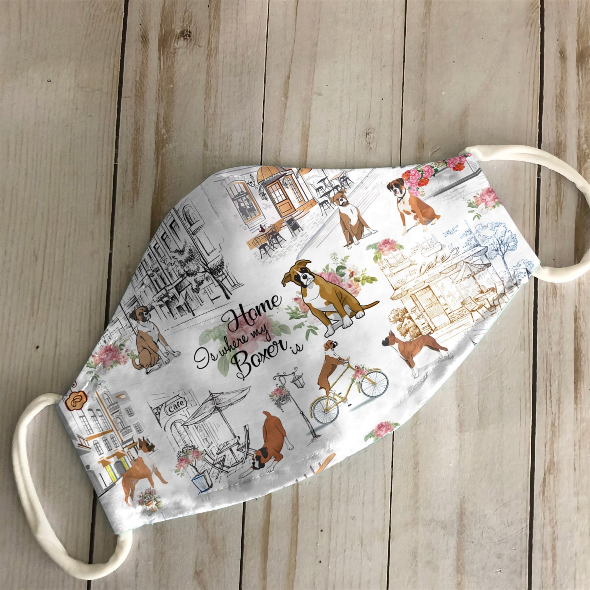 Urban, Vintage Flower And Boxer EZ07 3007 Face Mask