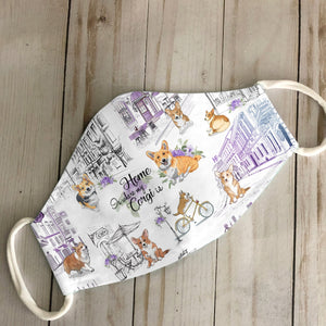 Urban, Vintage Flower And Corgi EZ07 3007 Face Mask