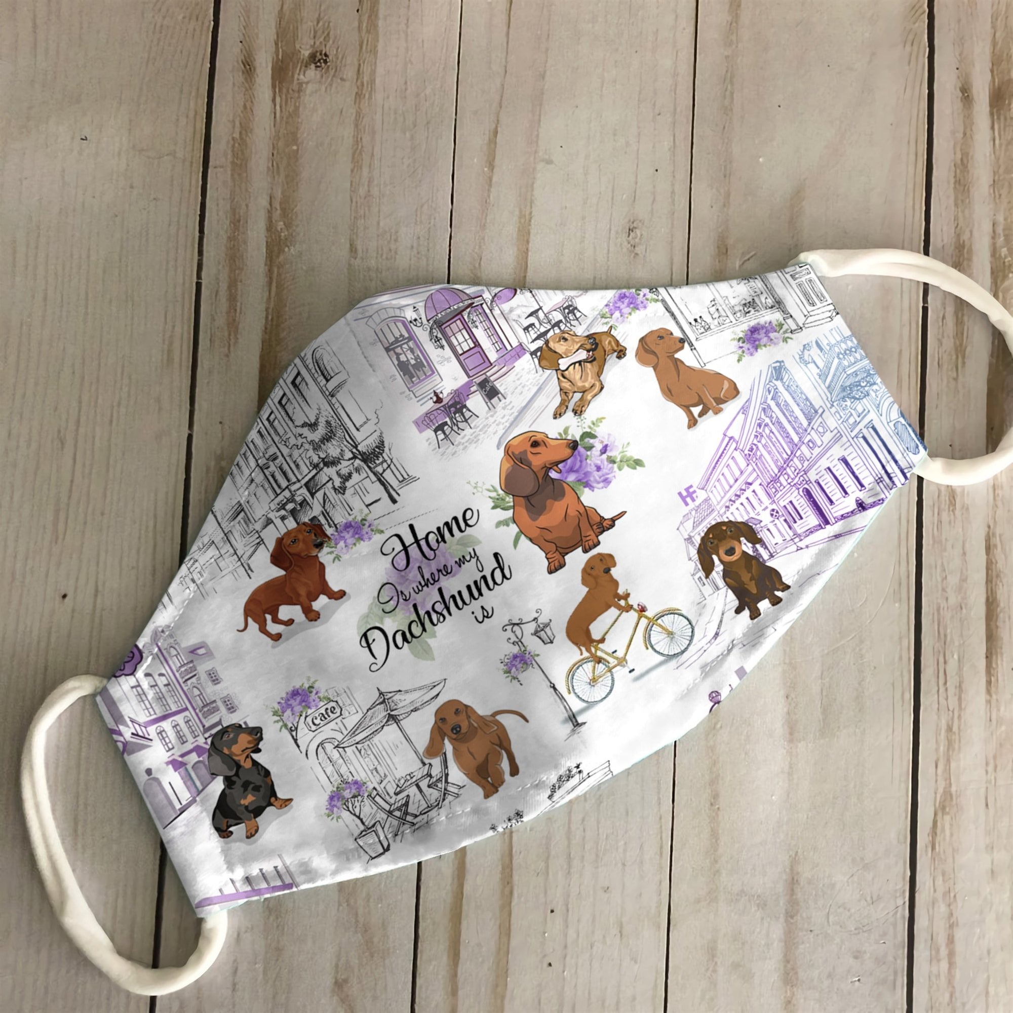 Urban, Vintage Flower And Dachshund EZ07 3007 Face Mask