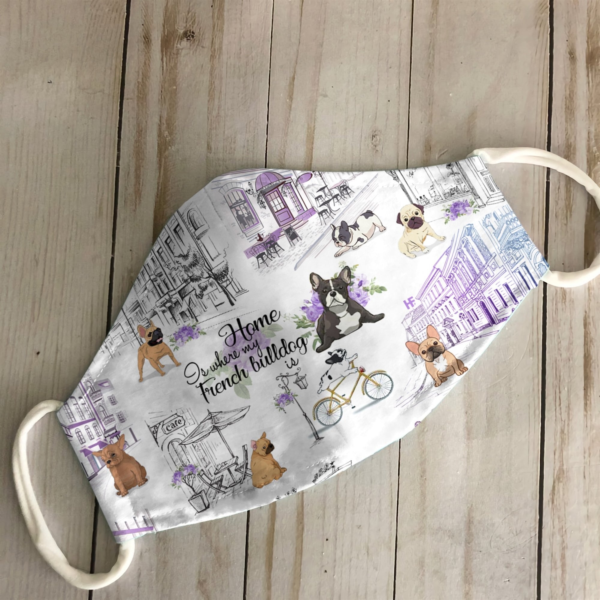Urban, Vintage Flower And French Bulldog EZ07 3007 Face Mask