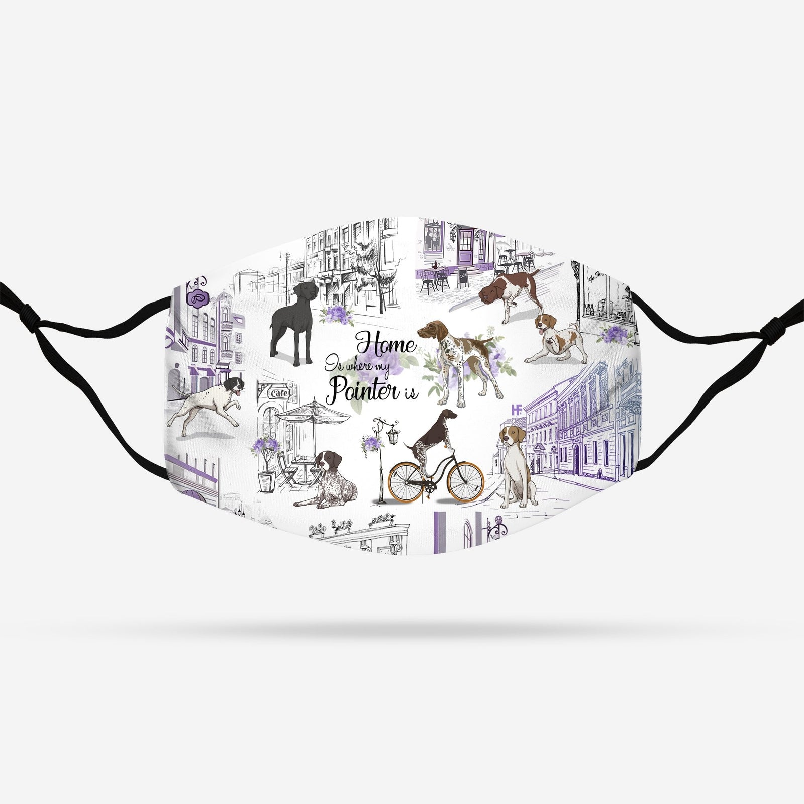 Urban, Vintage Flower And German Shorthaired Pointer EZ07 1408 Face Mask