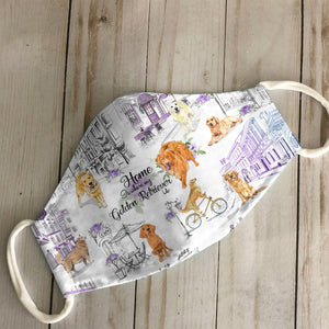 Urban, Vintage Flower And Golden Retriever EZ07 3007 Face Mask