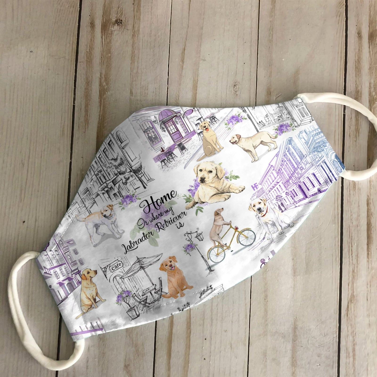 Urban, Vintage Flower And Labrador Retriever EZ07 3007 Face Mask