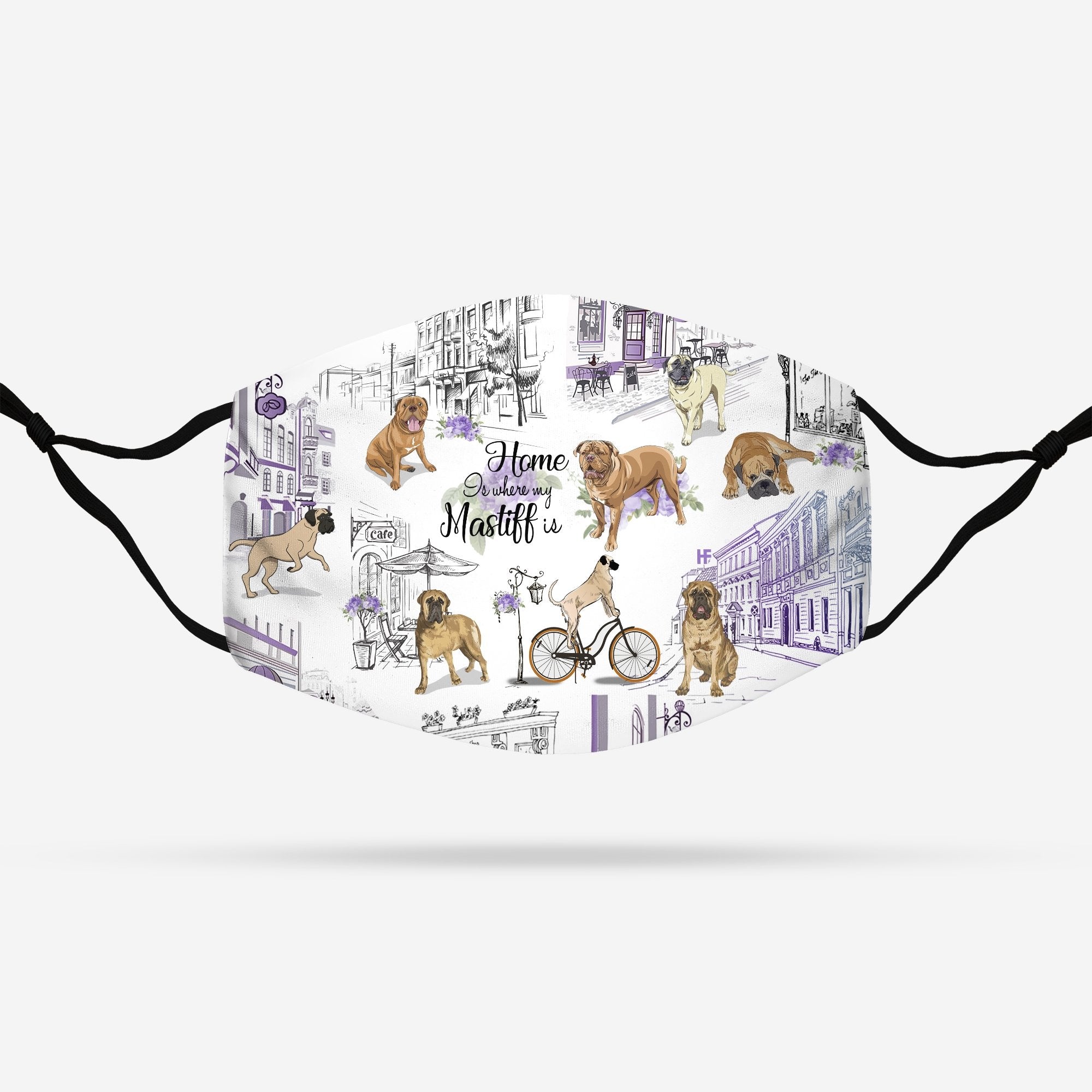 Urban, Vintage Flower And Mastiff EZ07 1308 Face Mask