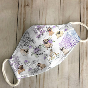 Urban, Vintage Flower And Pug EZ07 3007 Face Mask