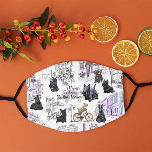 Urban, Vintage Flower And Scottish Terrier EZ07 1708 Face Mask