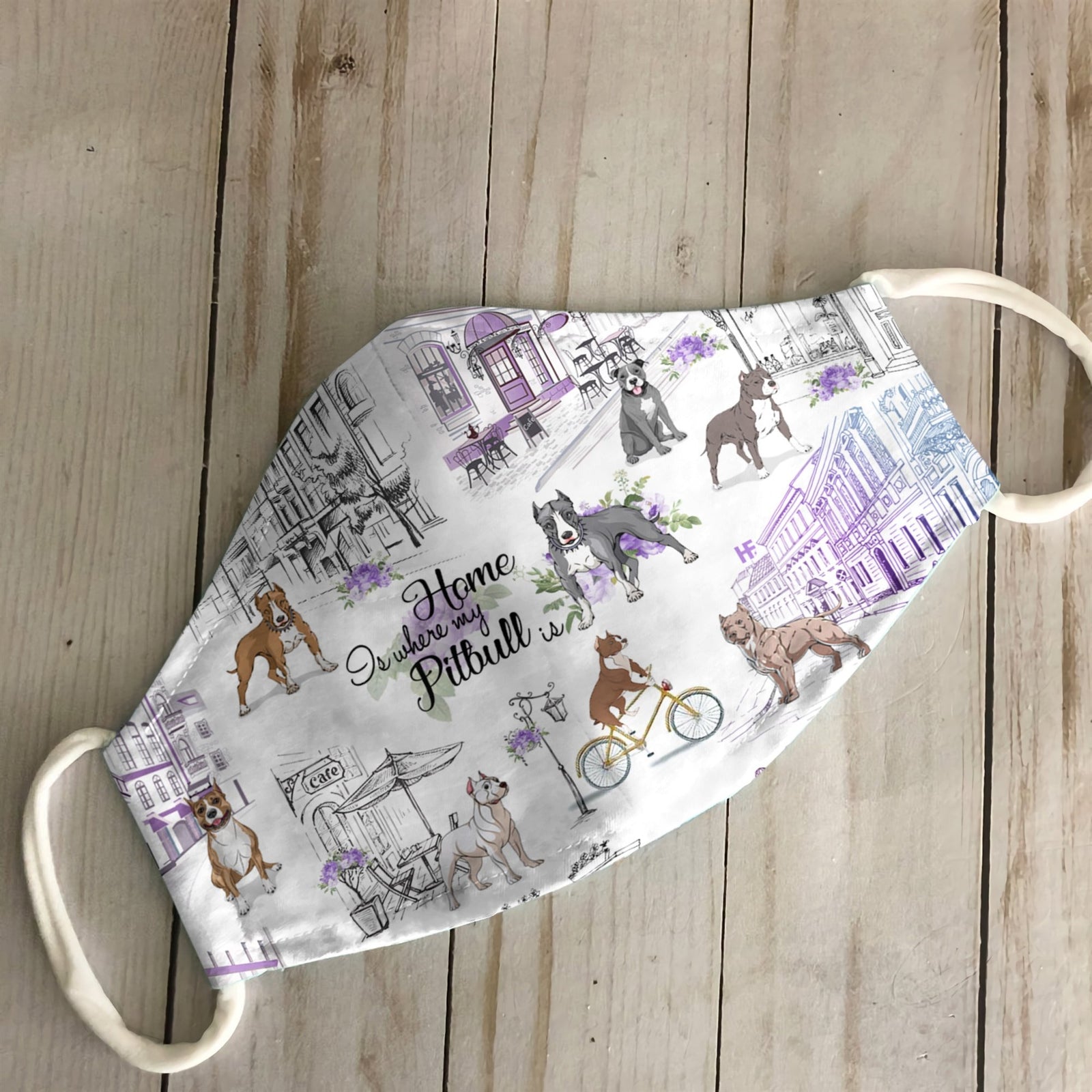 Urban, Vintage Flower And Staffordshire Bull Terrier EZ07 3007 Face Mask