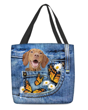 Vizsla-Butterfly Daisies Fait-CLOTH TOTE BAG