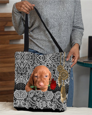 Vizsla-Rose Cloth Tote Bag