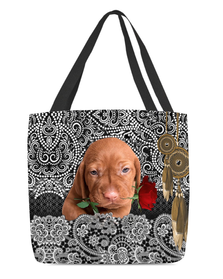 Vizsla-Rose Cloth Tote Bag