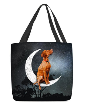 Vizsla-Sit On The Moon-Cloth Tote Bag