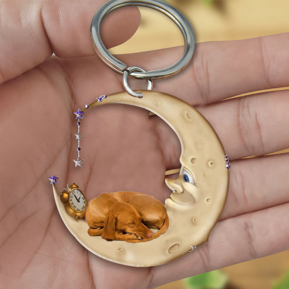 Vizsla-Sleeping on the moon Keychain