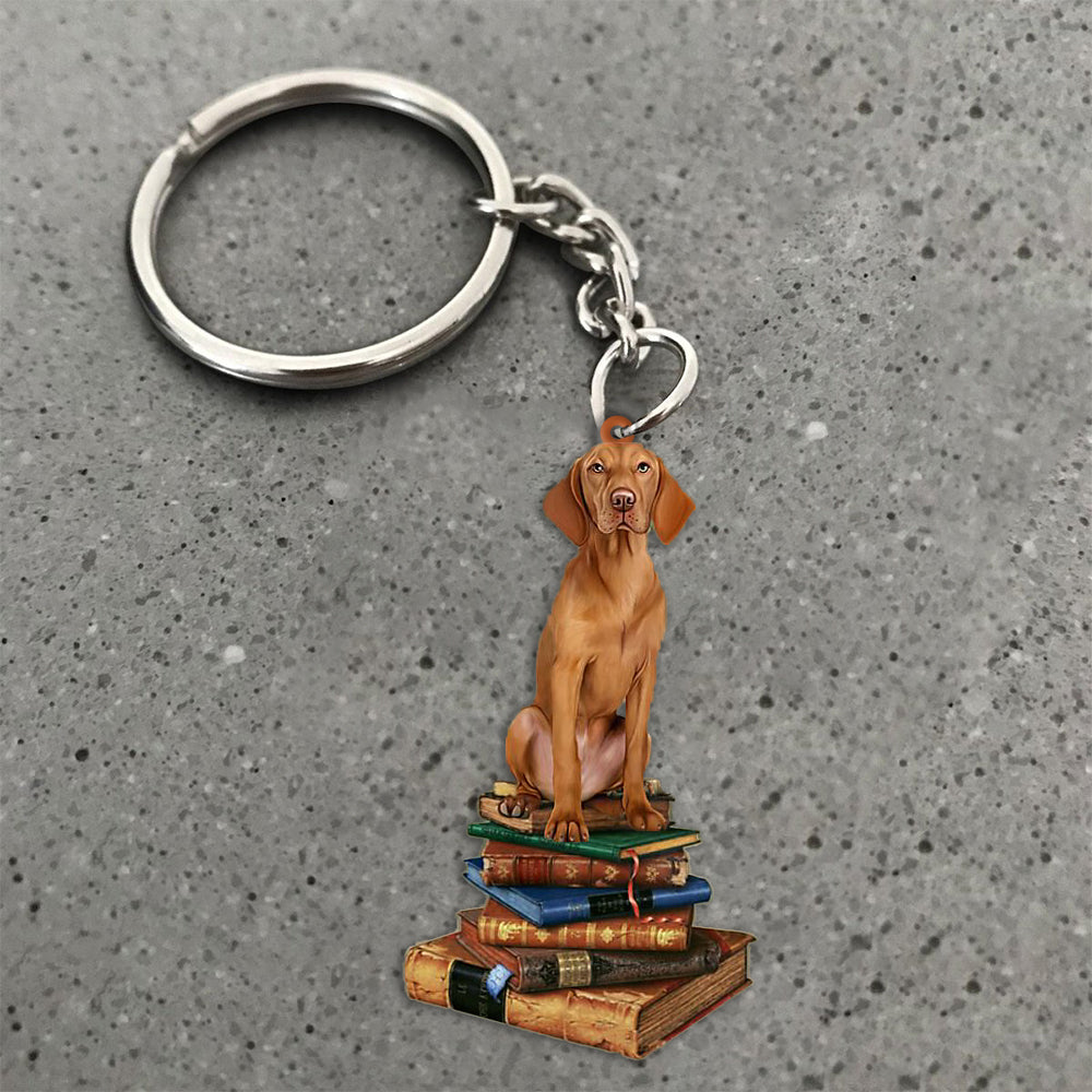 Vizsla-Sit On The Book-Flat Acrylic Keychain