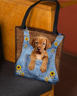 Vizsla And Sunflower-Cloth Tote Bag