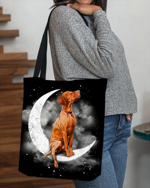 Vizsla Sit On The Moon With Starts-Cloth Tote Bag