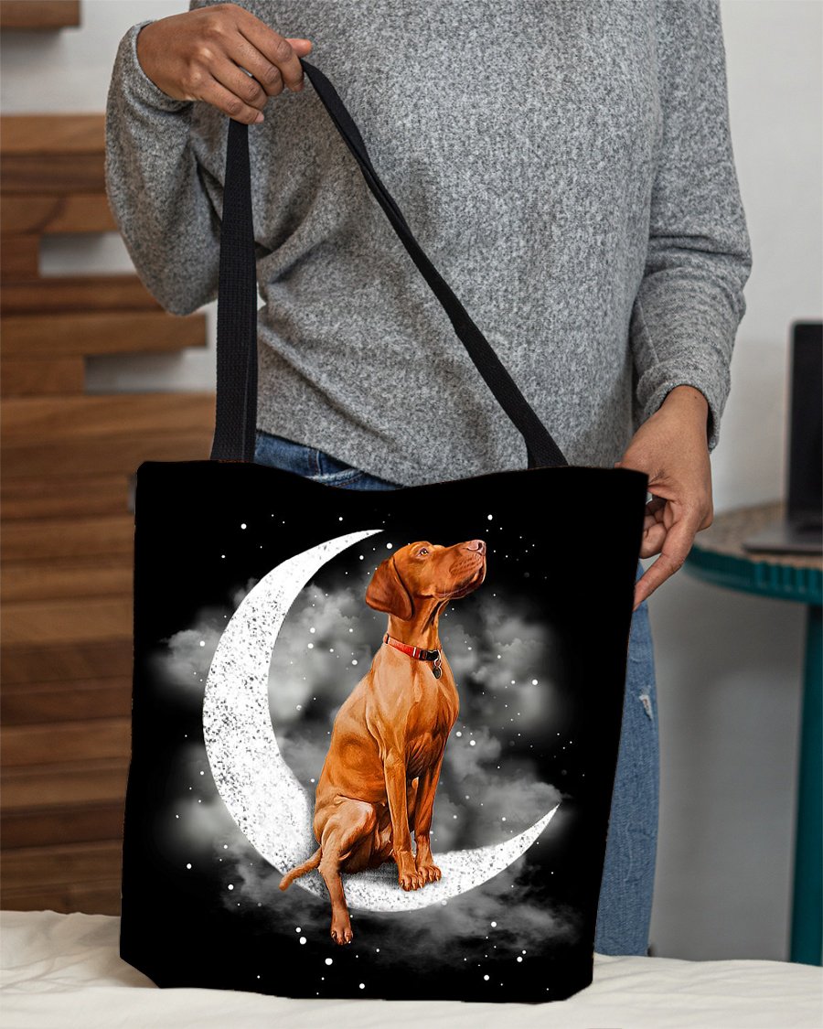 Vizsla Sit On The Moon With Starts-Cloth Tote Bag