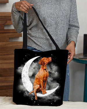 Vizsla Sit On The Moon With Starts-Cloth Tote Bag