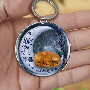 Vizsla Moon Back-Round Resin Epoxy Metal Keychain