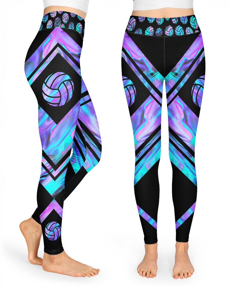 Volleyball Hologram Liquid High Waist Leggings