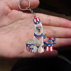 WHITE Standard Poodle-July Stuff Flat Acrylic Keychain