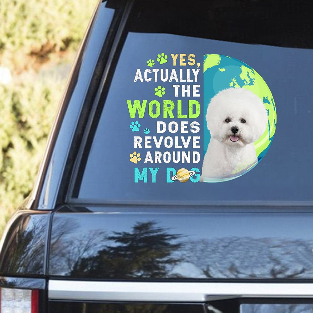 WHITE Bichon Frise Revolve Around Decal