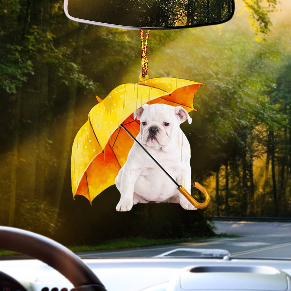 WHITE English Bulldog-The Umbrella Two Sides Ornament