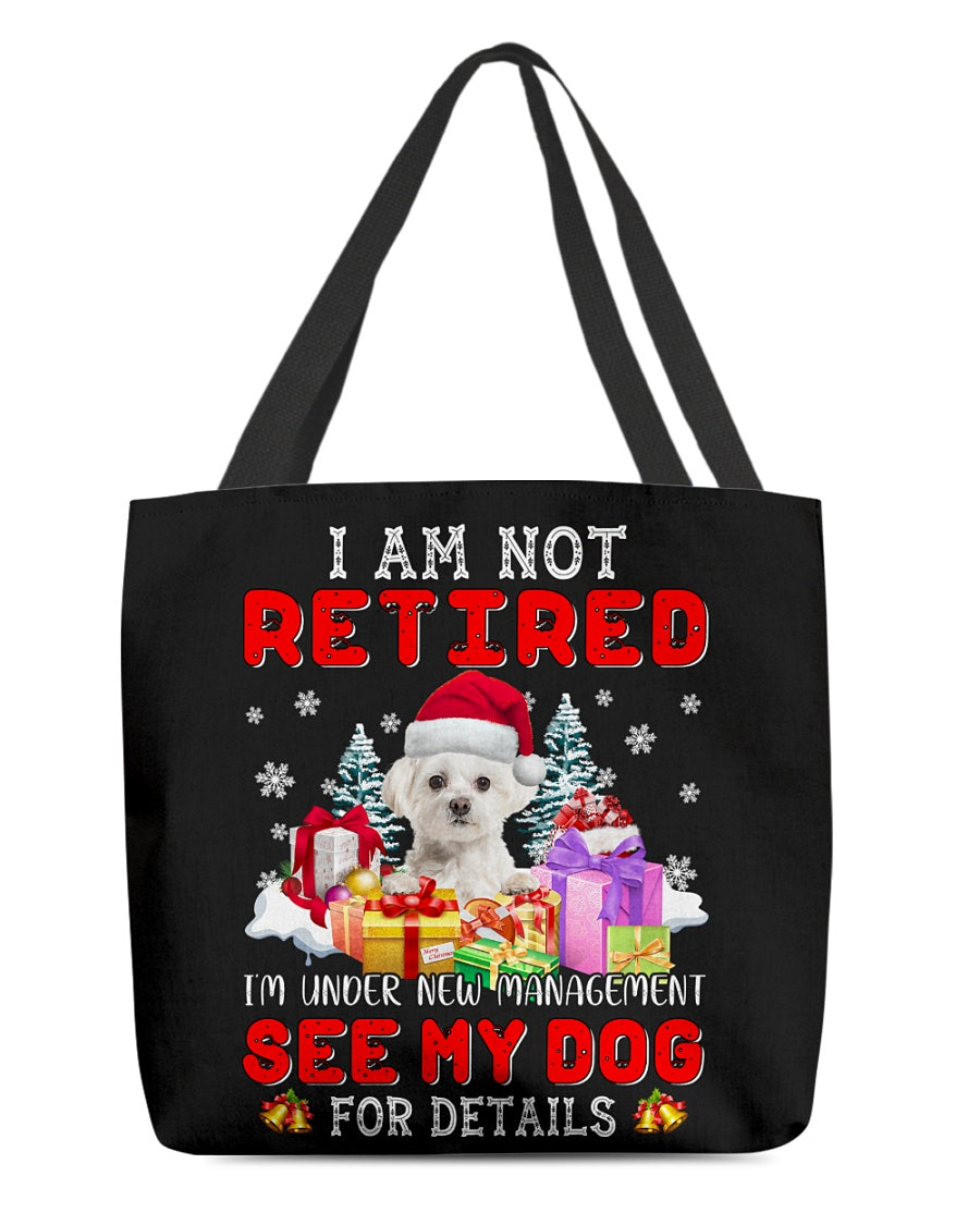 WHITE Maltese-New Management Cloth Tote Bag