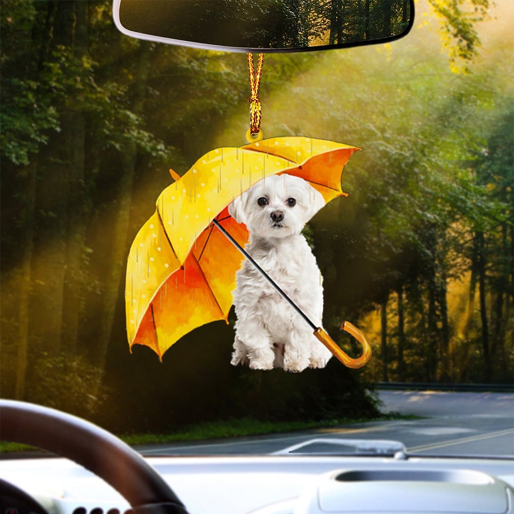 WHITE Maltese-The Umbrella Two Sides Ornament