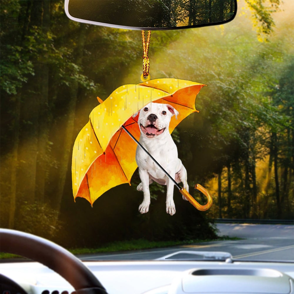 WHITE Pitbull-The Umbrella Two Sides Ornament