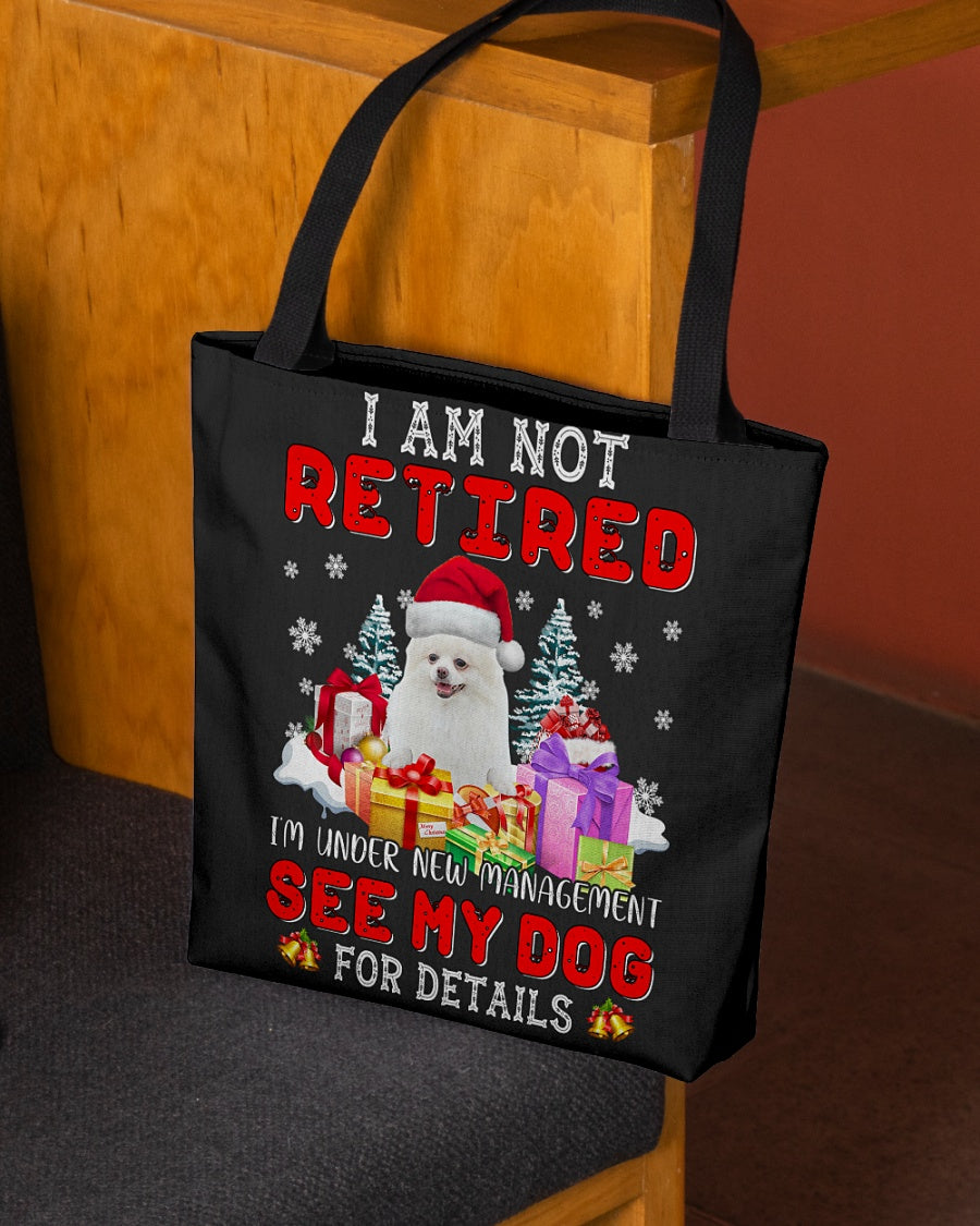 WHITE Pomeranian-New Management Cloth Tote Bag