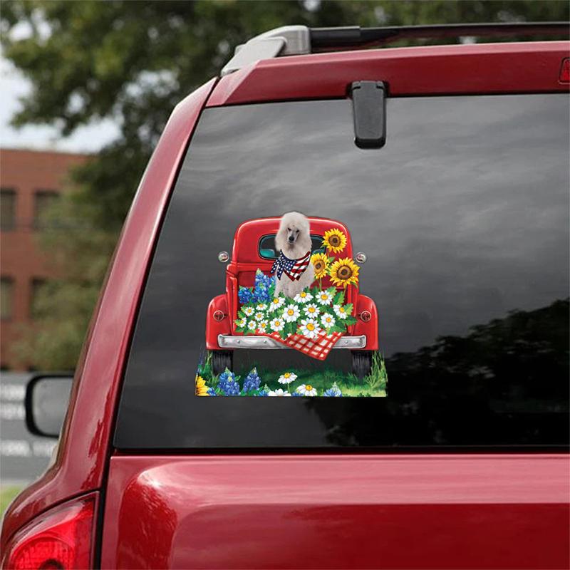 Flower Car Sticker-White Standard Poodle