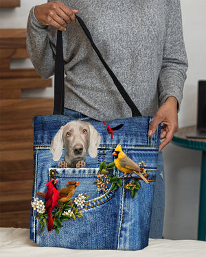 Weimaraner-Cardinal & Dog Cloth Tote Bag