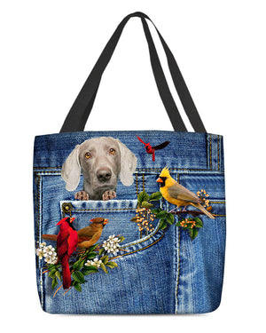 Weimaraner-Cardinal & Dog Cloth Tote Bag