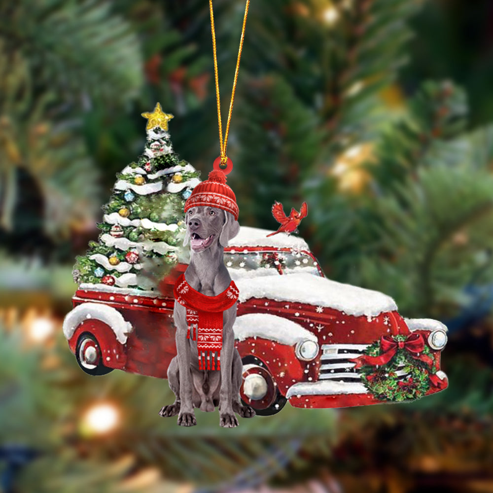 Weimaraner-Christmas Car Two Sided Ornament