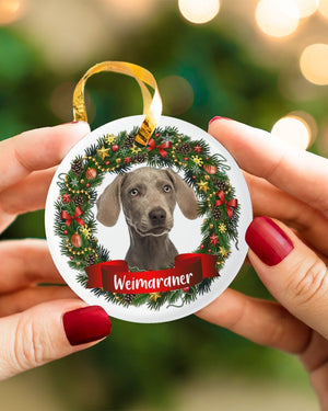 Weimaraner-Noel Circle-Two Sided Ornament