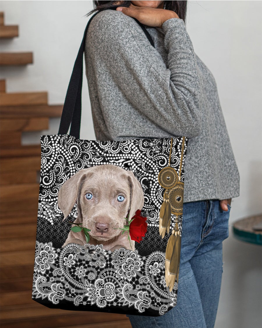 Weimaraner-Rose Cloth Tote Bag