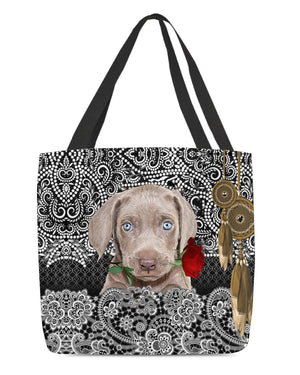 Weimaraner-Rose Cloth Tote Bag