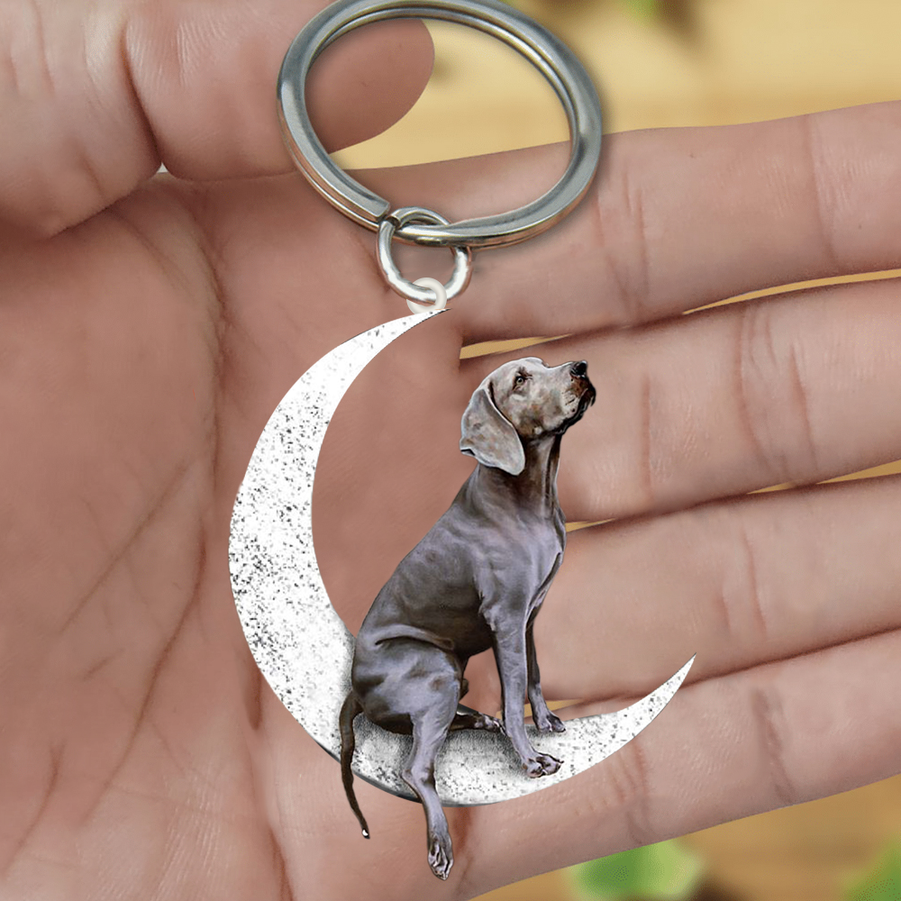 Weimaraner-Sit On The Moon Keychain