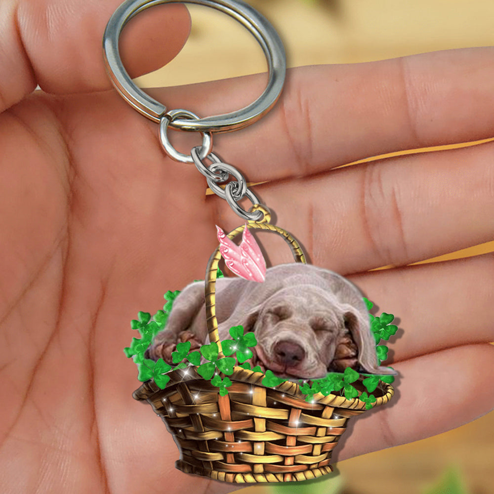 Weimaraner-Sleeping Lucky Fairy Flat Acrylic Keychain