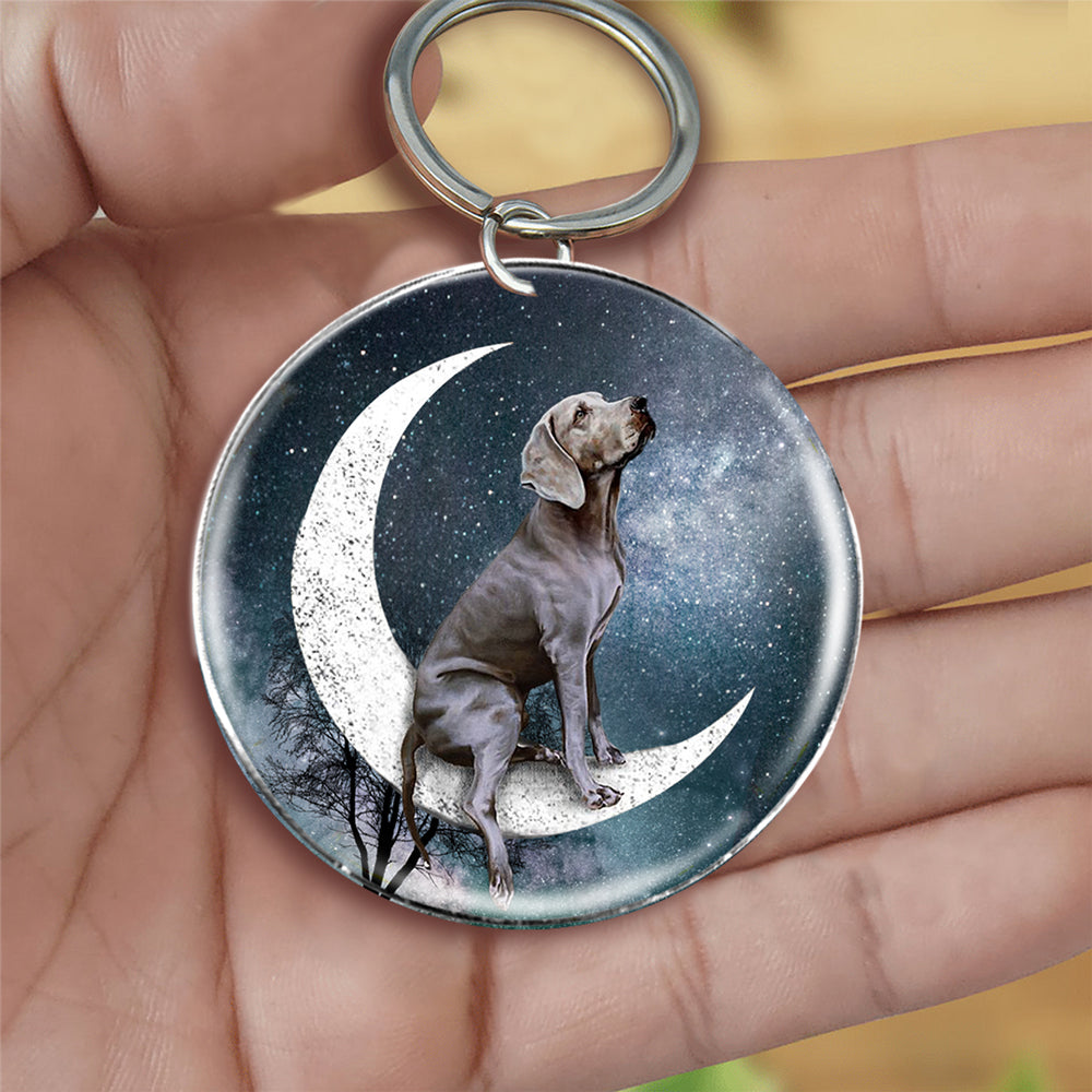 Weimaraner-Stars and Moon-Round Resin Epoxy Metal Keychain