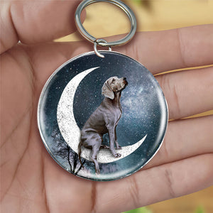 Weimaraner-Stars and Moon-Round Resin Epoxy Metal Keychain