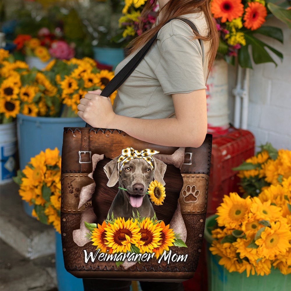 Weimaraner-Sunflower&Dog Mom Cloth Tote Bag