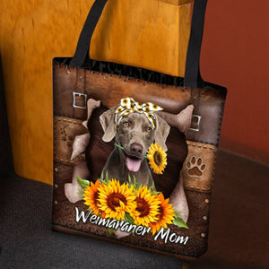 Weimaraner-Sunflower&Dog Mom Cloth Tote Bag