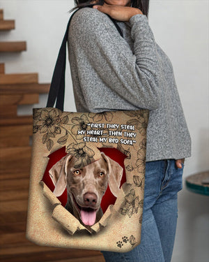 Weimaraner-Torn Cloth Tote Bag