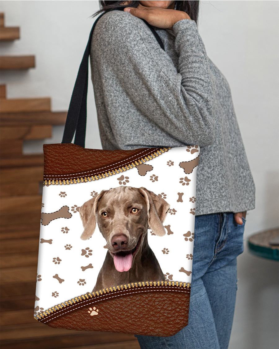 Weimaraner-Zipper Texture-Cloth Tote Bag