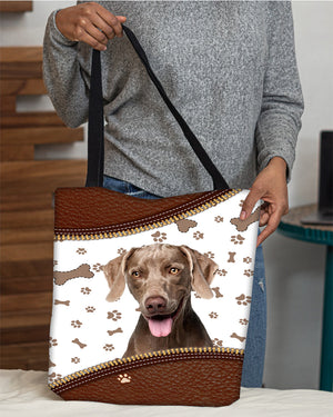 Weimaraner-Zipper Texture-Cloth Tote Bag