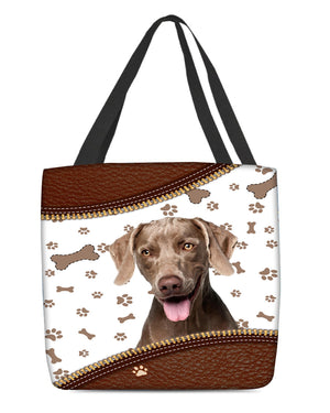 Weimaraner-Zipper Texture-Cloth Tote Bag