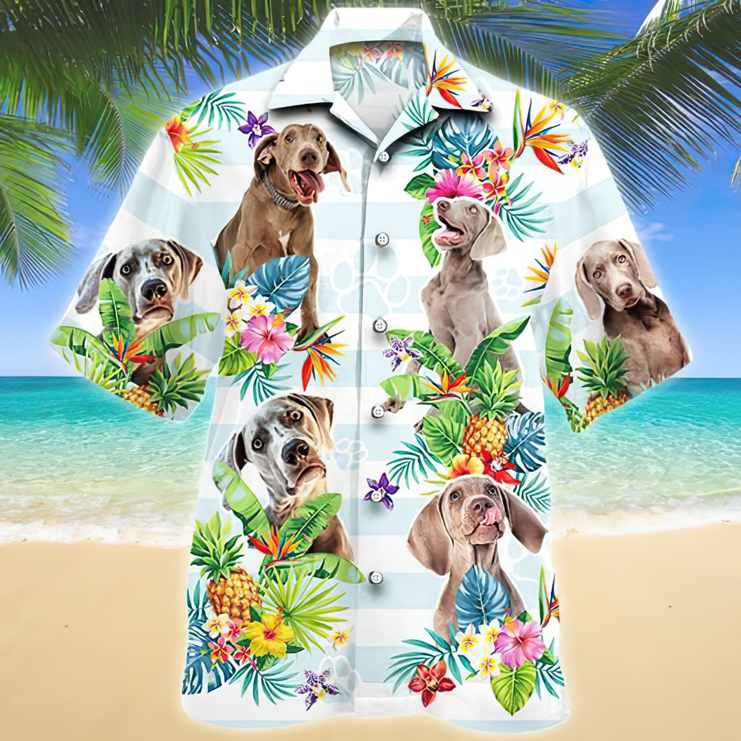 Weimaraner Tropical Flower Hawaiian Shirt